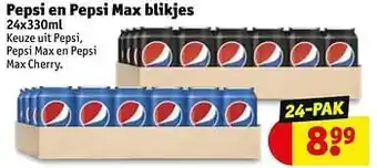 Kruidvat Pepsi en pepsi max blikjes aanbieding