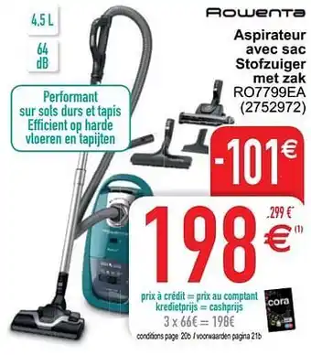 Cora Rowenta aspirateur avec sac stofzuiger met zak ro7799ea aanbieding