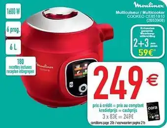 Cora Moulinex multicuiseur - multicooker cookeo ce851b10 aanbieding
