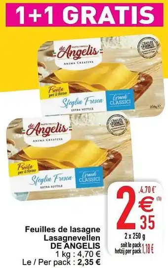Cora Feuilles de lasagne lasagnevellen de angelis aanbieding