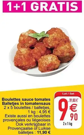 Cora Boulettes sauce tomates balletjes in tomatensaus aanbieding