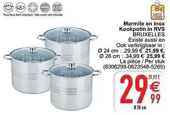 Cora Marmite en inox kookpot in in rvs bruxelles aanbieding