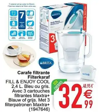 Cora Carafe filtrante filterkaraf fill + enjoy cool aanbieding