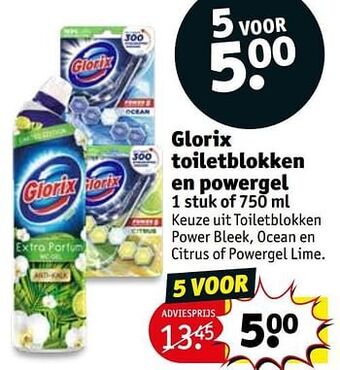 Kruidvat Glorix toiletblokken en powergel aanbieding