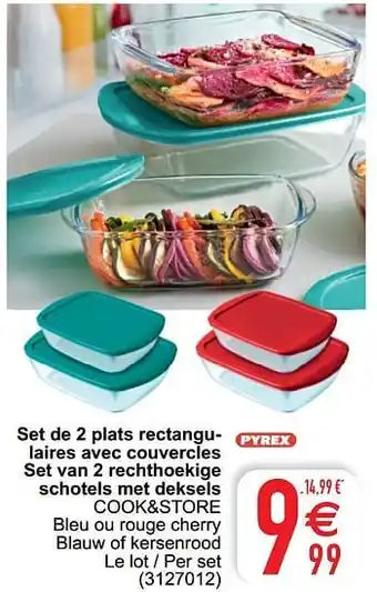 Cora Set de 2 plats rectangulaires avec couvercles set van 2 rechthoekige schotels met deksels cook+store aanbieding