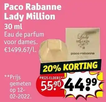 Kruidvat Paco rabanne lady million edp aanbieding
