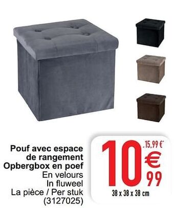 Cora Pouf avec espace de rangement opbergbox en poef aanbieding