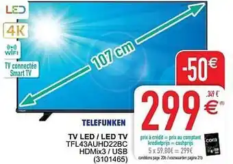 Cora Telefunken tv led - led tv tfl43auhd22bc aanbieding