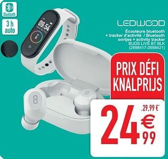 Cora Ledwood écouteurs bluetooth + tracker d’activité - bluetooth oortjes + activity tracker buds live bt blk aanbieding