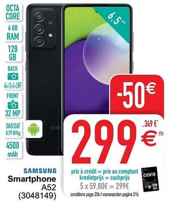 Cora Samsung smartphone a52 aanbieding