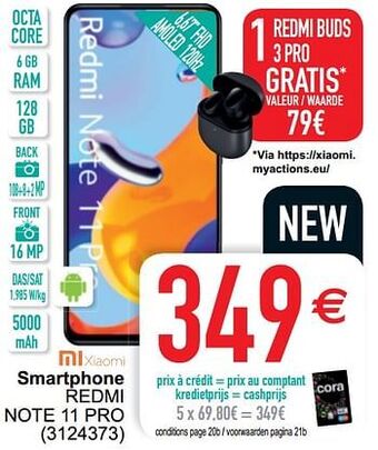 Cora Xiaomi smartphone redmi note 11 pro aanbieding
