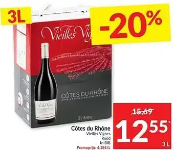 Intermarché Côtes du rhône vieilles vignes rood aanbieding