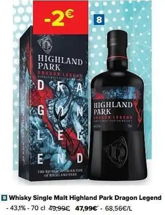 Carrefour Whisky single malt highland park dragon legend aanbieding