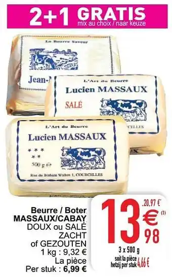 Cora Beurre - boter massaux-cabay doux ou salé zacht of gezouten aanbieding