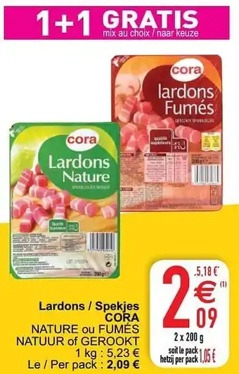 Cora Lardons - spekjes cora nature ou fumés natuur of gerookt aanbieding