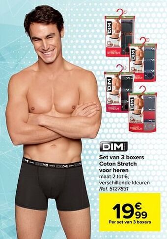 Carrefour Set van 3 boxers coton stretch voor heren aanbieding
