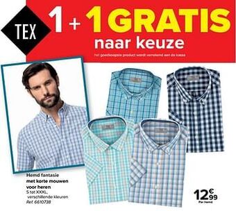 Carrefour Hemd fantasie met korte mouwen voor heren aanbieding