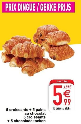 Cora 5 croissants + 5 pains au chocolat 5 croissants + 5 chocoladekoeken aanbieding