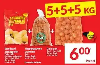 Intermarché Standaard aardappelen + haspengouwse wortelen + gele uien aanbieding