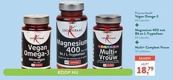 Holland & Barrett Vegan omega-3 + magnesium 400 met b6 en l-tryptofaan + multi+ compleet vrouw aanbieding