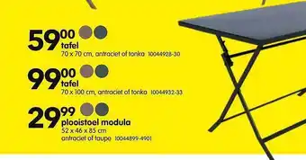 Yess Tafel, Plooistoel Modula aanbieding