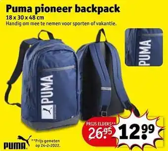 Kruidvat Puma pioneer backpack aanbieding