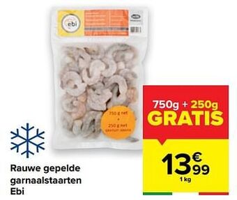 Carrefour Rauwe gepelde garnaalstaarten ebi aanbieding