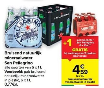 Carrefour Pak bruisend natuurlijk mineraalwater in plastic aanbieding