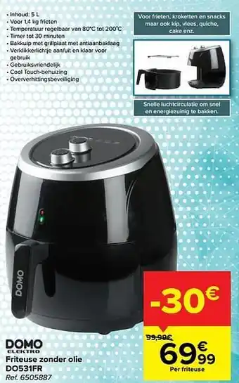 Domo elektro friteuse zonder olie do531fr