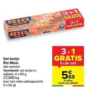 Carrefour Set tonijn in olijfolie aanbieding