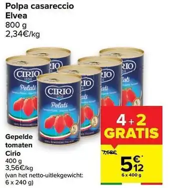 Carrefour Gepelde tomaten cirio aanbieding