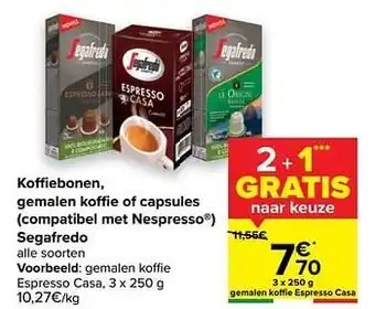 Carrefour Gemalen koffie espresso casa aanbieding