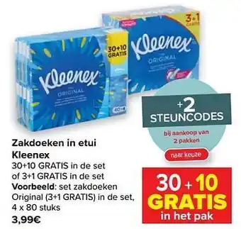 Carrefour Kleenex set zakdoeken original aanbieding