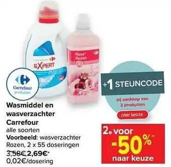 Carrefour Wasverzachter rozen aanbieding