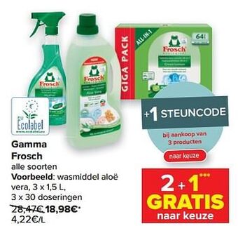 Carrefour Frosch wasmiddel aloë vera aanbieding