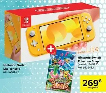 Carrefour Nintendo switch lite-console + nintendo switch pokémon snap aanbieding