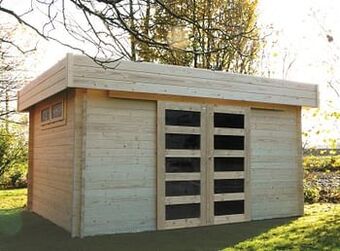 Brico Solid tuinhuis Viborg hout 418x328cm aanbieding