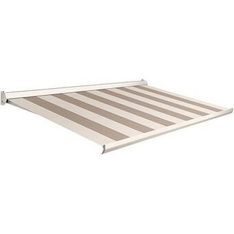 Brico Domasol zonnetent elektrisch ’Factor 10-C’ beige/wit brede strepen 450 x 250 cm aanbieding