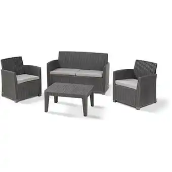 Brico Allibert loungeset wicker antraciet aanbieding