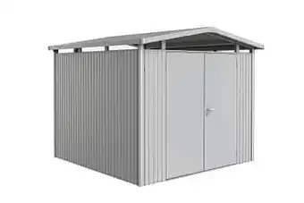 Brico Biohort tuinhuis Panorama P4 zilver metallic dubbele deur 273x278cm aanbieding
