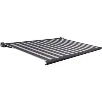 Brico Domasol zonnetent elektrisch met afstandsbediening ’Factor 20-A’ blauw/wit smalle strepen 450 x 300 cm aanbieding