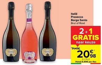Carrefour Italië prosecco borgo santo brut of rosé aanbieding