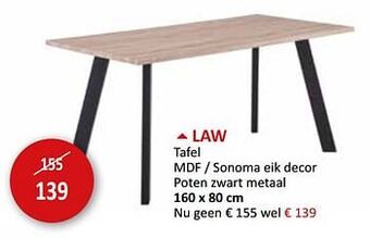 Weba Law tafel aanbieding