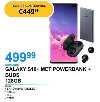 VCD Samsung galaxy s10+ met powerbank + buds 128gb aanbieding