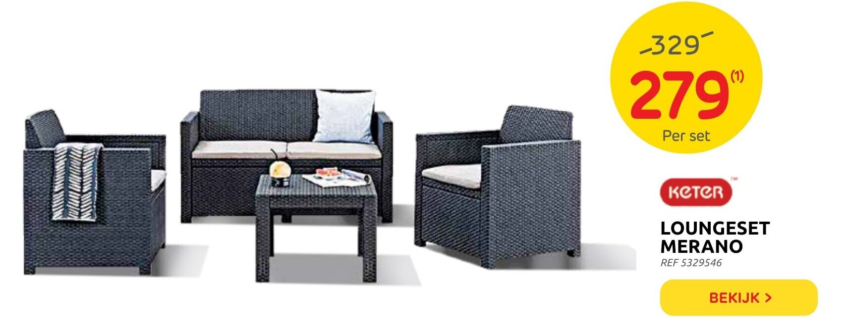 Keter Loungeset Merano promotie bij Brico