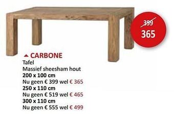 Weba Carbone tafel aanbieding