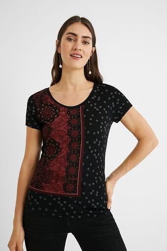 Desigual T-shirt met korte mouwen en mandala’s - BLACK - XL aanbieding