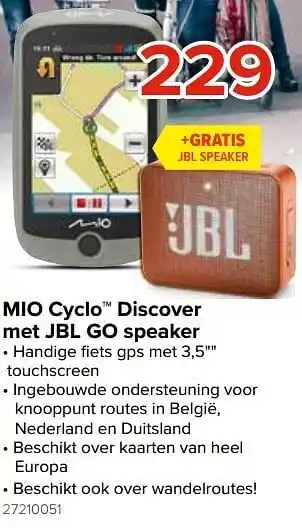 Mio cyclo discover met jbl go speaker