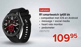 Euroshop Lenovo r1 smartwatch ip68 bk aanbieding