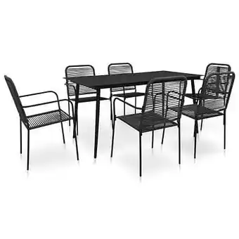 Brico VidaXL 7-delige tuinset katoenen touw en staal zwart aanbieding